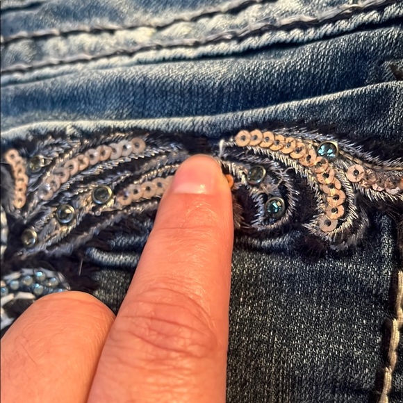 Miss Me Blue Skinny Jeans with Distressed Details - Picture 15 of 16